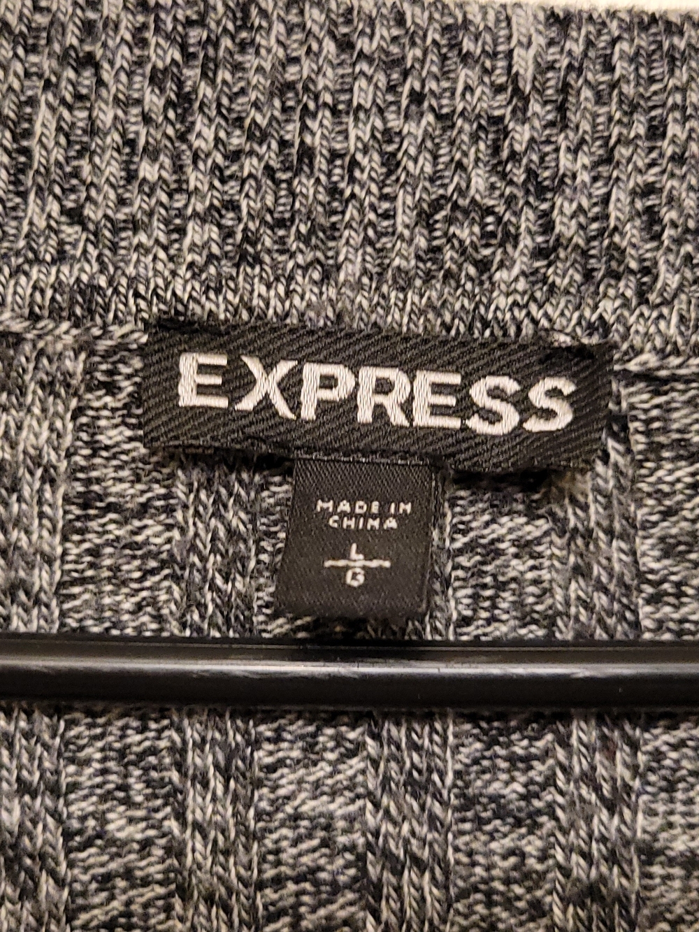 Express Gray Ribbed V-Neck Sweater - Picture 3 of 3